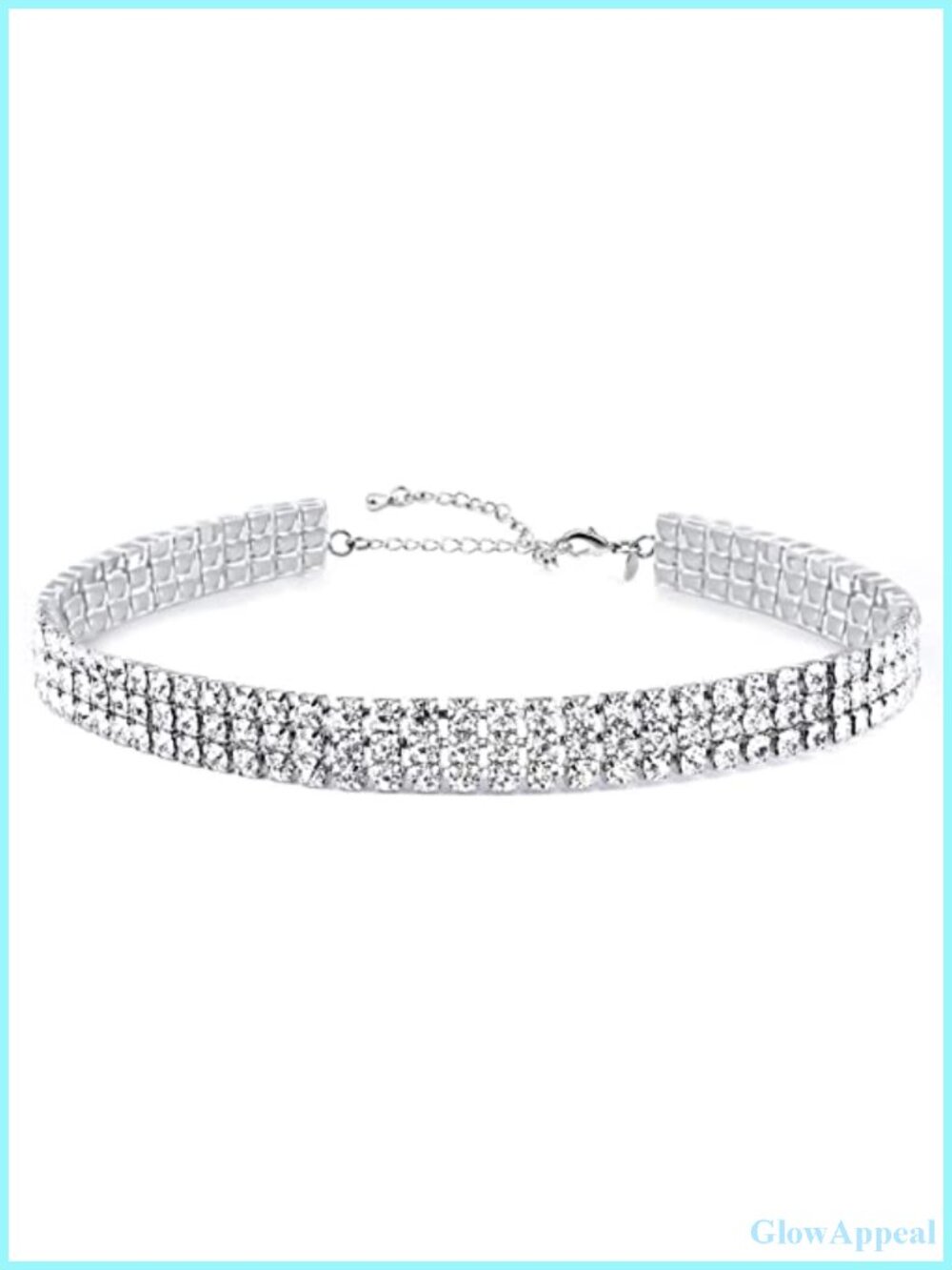 3 Row Rhinestone Choker Necklace 18K Gold Plated Cubic Zirconia Women